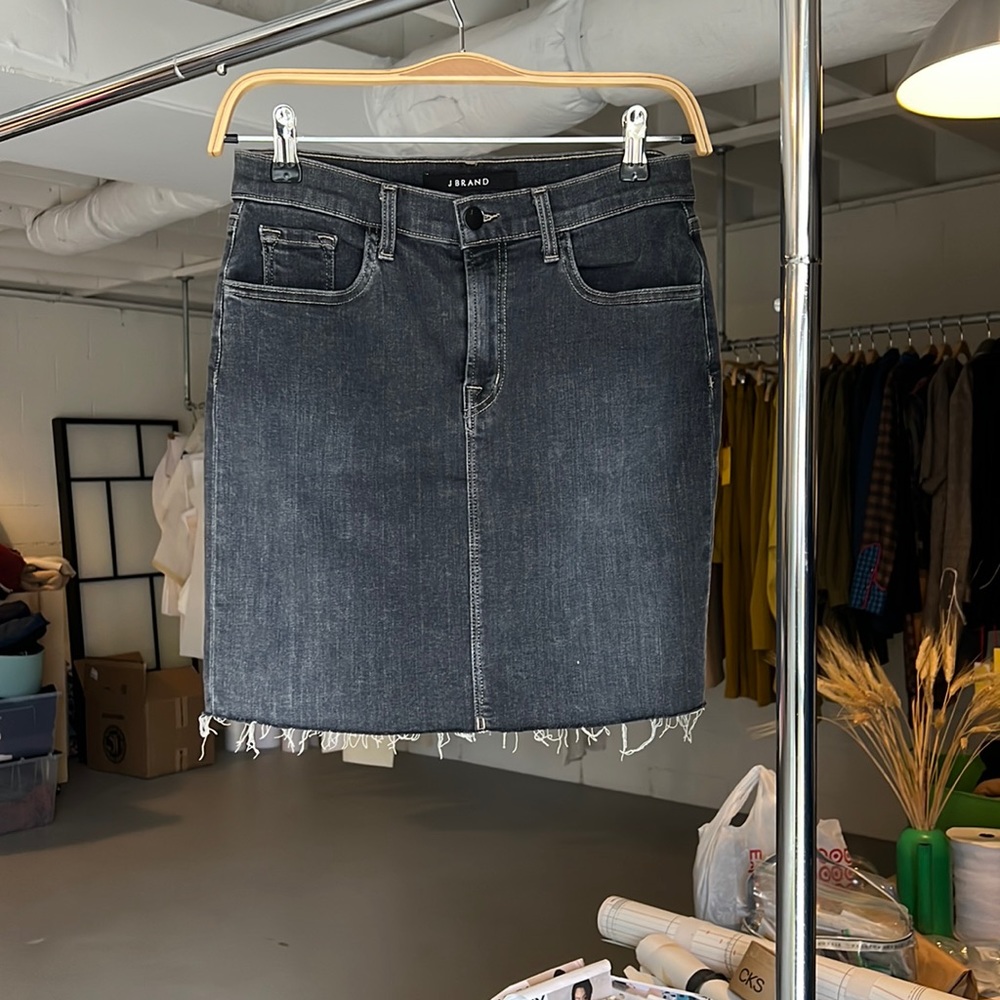 J Brand washed out black mini skirt with front and back pockets